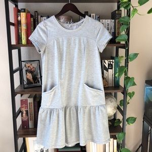Gray Drop Waist Dress With Pockets